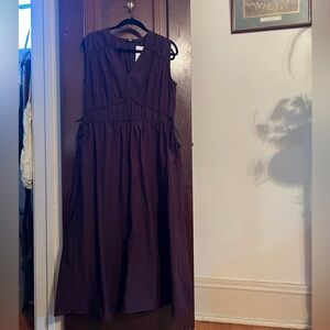 NWT Uniqlo Cotton Gathered Dress in 19 Wine, size M